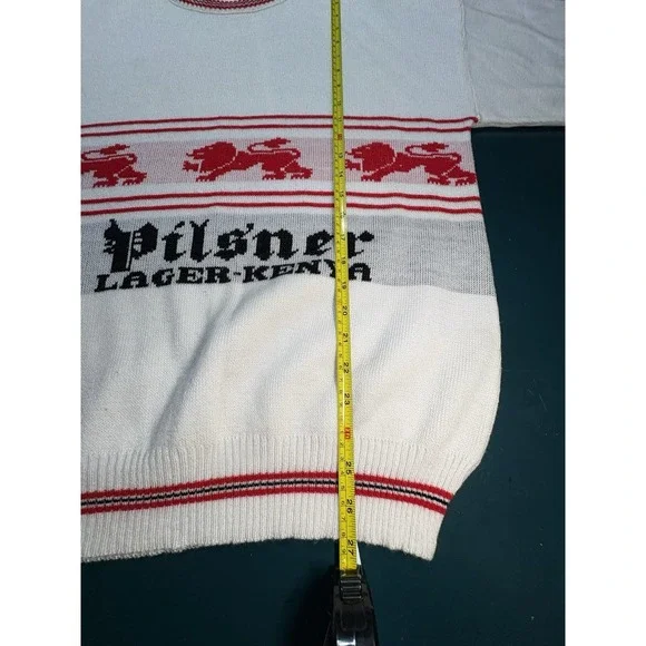 Vintage 70s Pilsner Lager Kenya Beer Knit Sweater Novelty Crewneck Size Large
